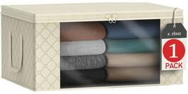 Sorbus - 1-Pc Medium Clothes Storage Bags - Foldable Blanket Storage Bins for Organizing Bedroom, Closet, Clothing - Beige