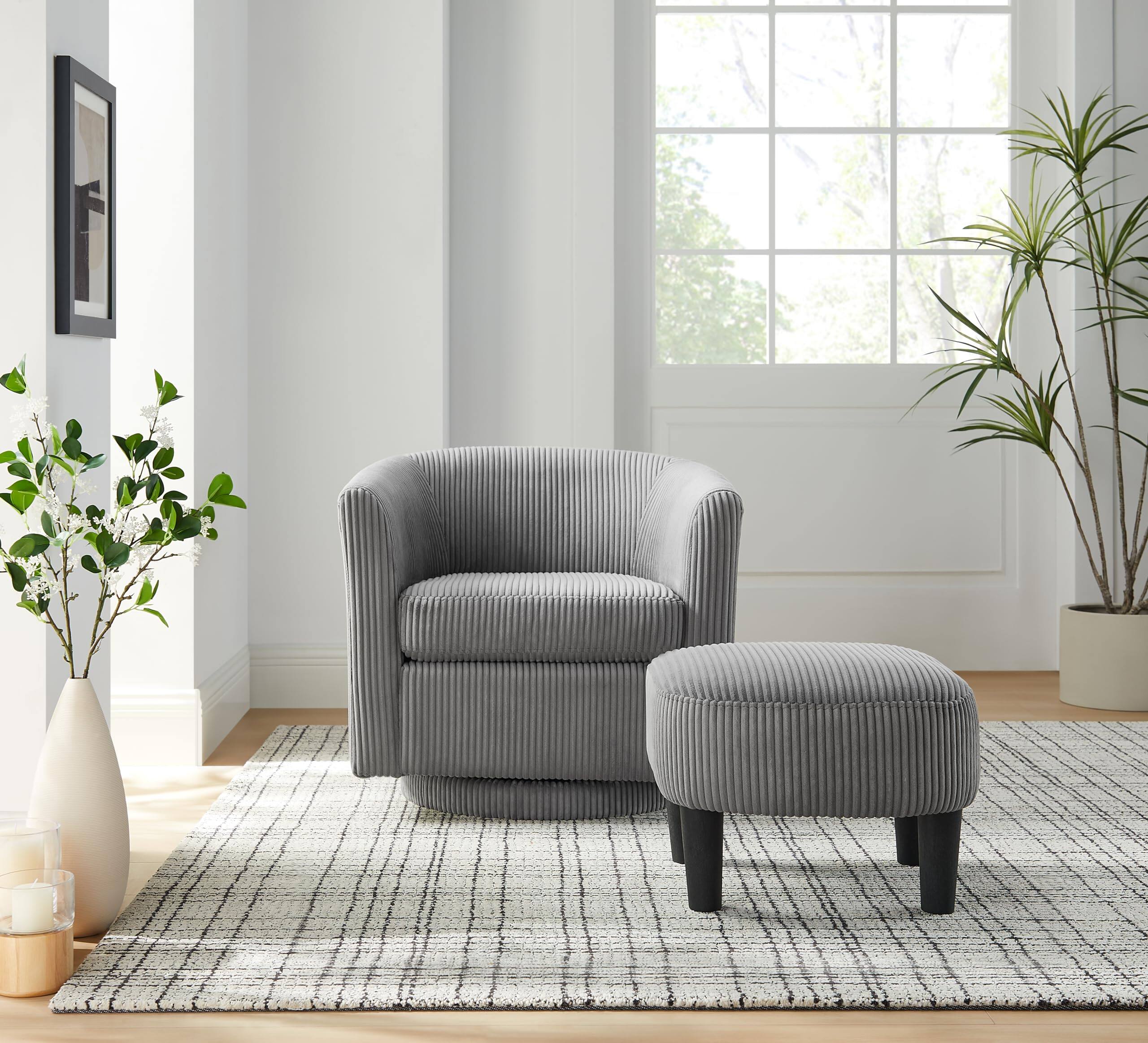 Alt View 1. Ecooso - Swivel Recliner Accent Chair 360° with Ottoman, Corduroy Arm Sofa - Gray.