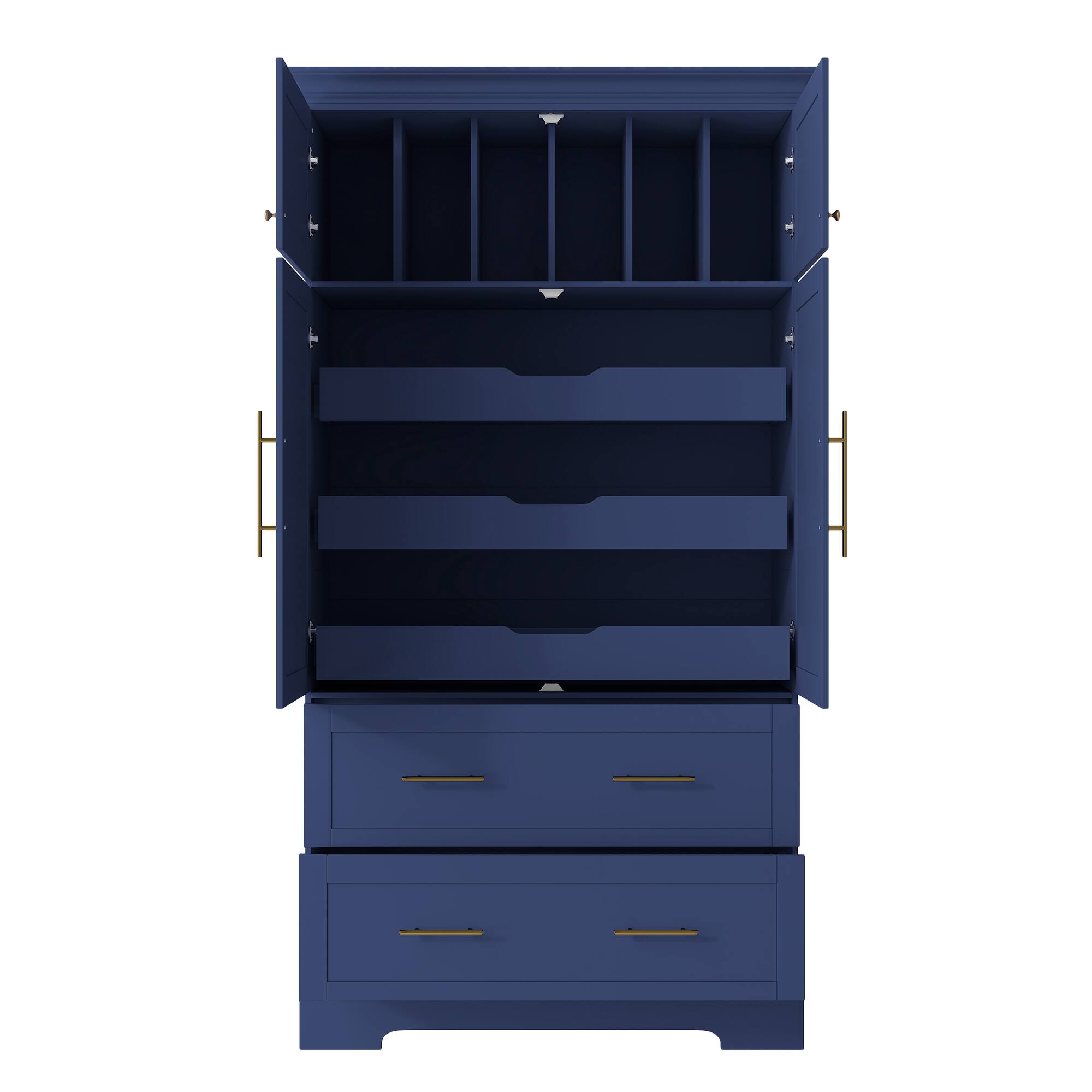 Alt View 6. Forest'nSky - 72.6" Farmhouse Kitchen Pantry, 40" Wide with Pull-Out Trays & Cake Pan Storage Organizer, Blue - Blue.