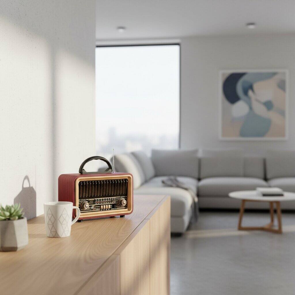 Alt View 1. Dazzed Corner - Rechargeable Speaker,Retro Vintage Radio with Bluetooth Rich Bass Stereo Sound - Red.