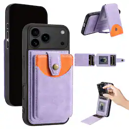 Dteck - For Apple iPhone 17 Pro Max Case,2-in-1 Magnetic Detachable PU Leather Wallet Flip Stand Card Holder TPU Inner Cover - Purple