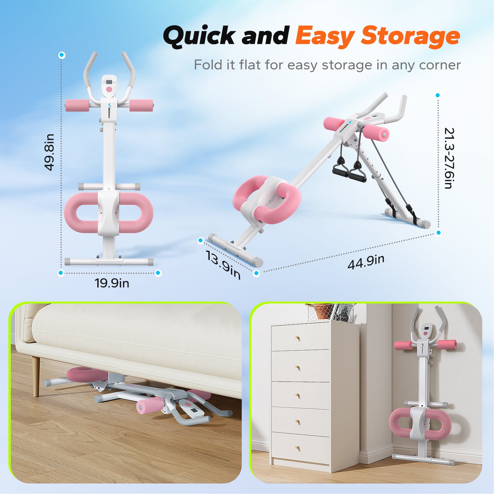 MERACH New Adjustable Ab Trainer Foldable Machine for Abs Workout