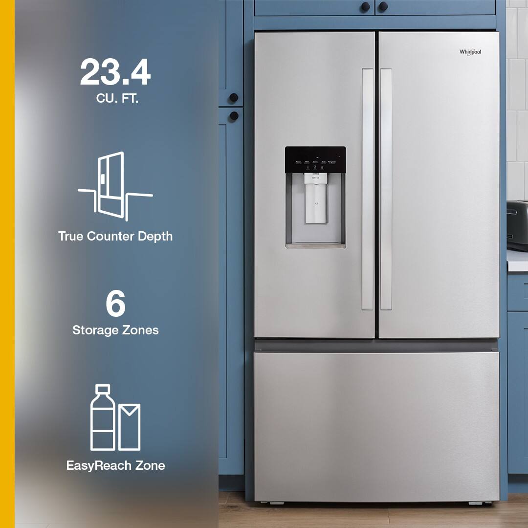 23.4 CU. FT. Whirlpool True Counter Depth  
6 Storage Zones  
EasyReach Zone