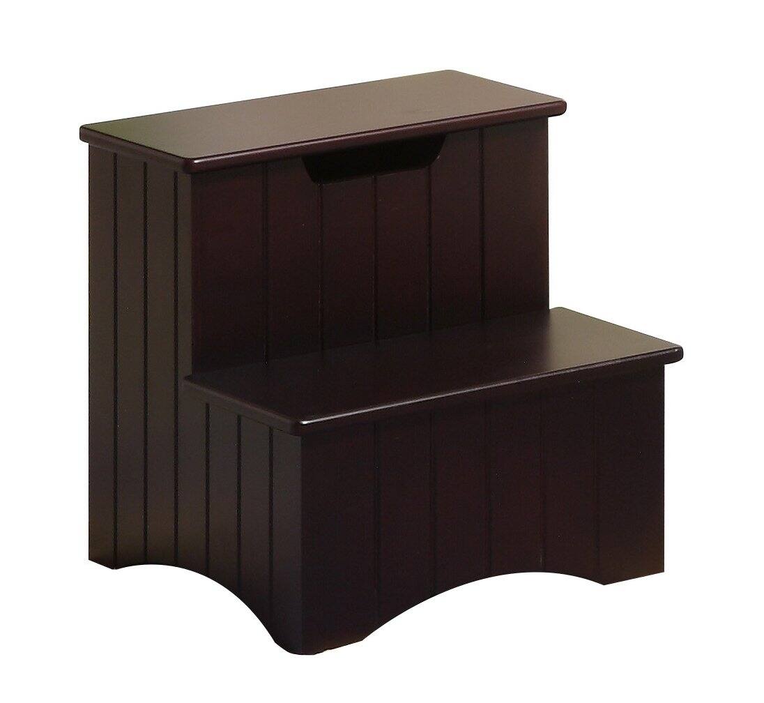 Angle. Kings Brand Furniture - Kings Brand Furniture Takoma Wood Step Stool With Storage - Dark cherry.