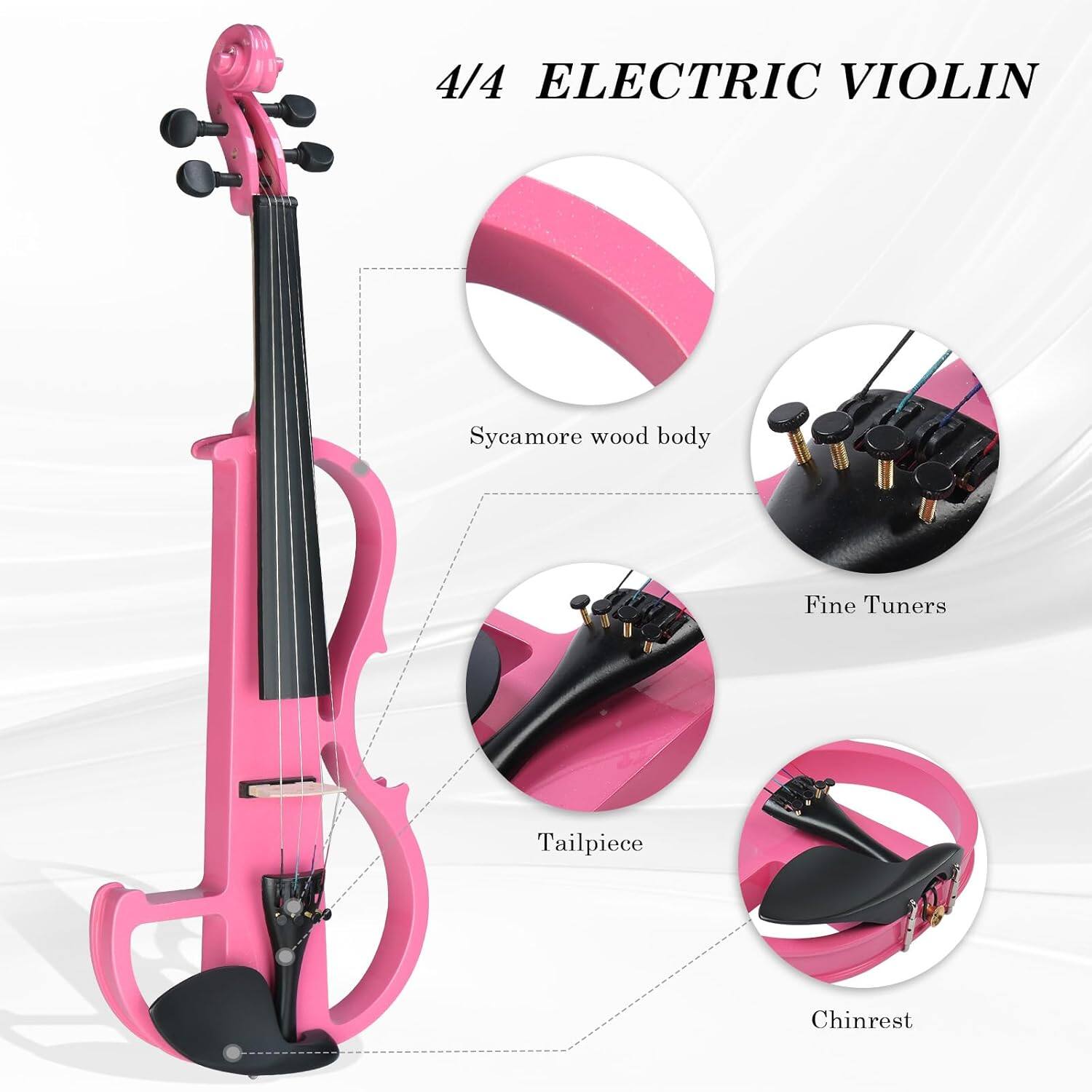 4/4 ELECTRIC VIOLIN

- Sycamore wood body
- Fine Tuners
- Tailpiece
- Chinrest