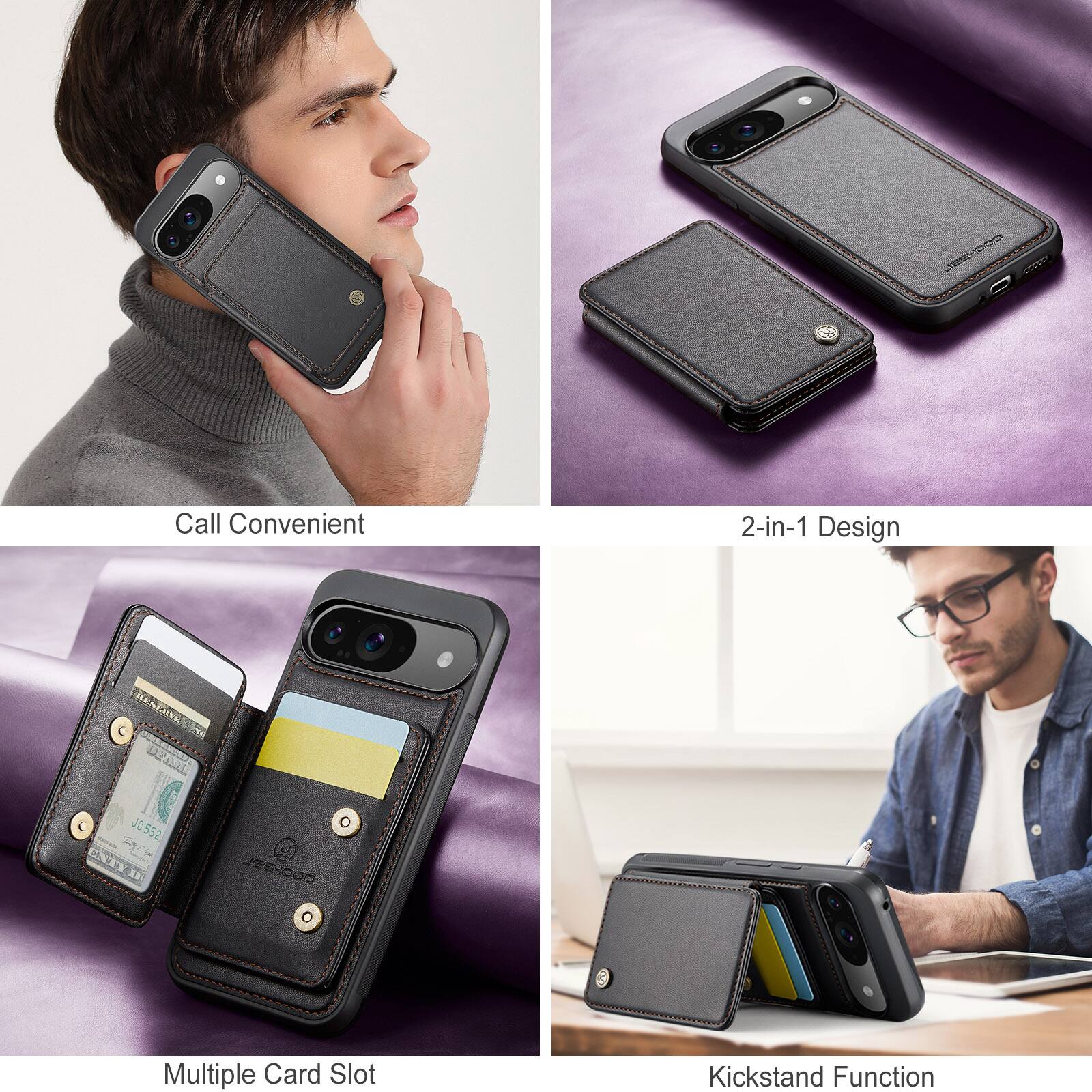 - Call Convenient
- 2-in-1 Design
- Multiple Card Slot
- Kickstand Function