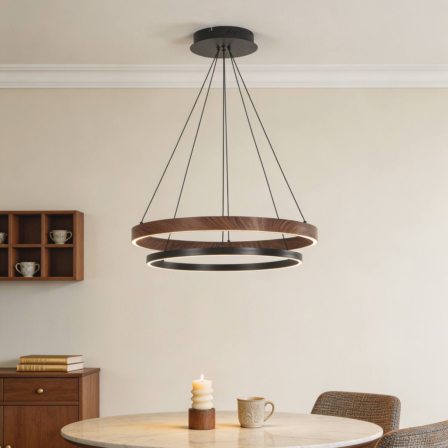 Umeiluce 23.6 Inch LED Ring Chandelier Lighting Tiered Halo Light ...