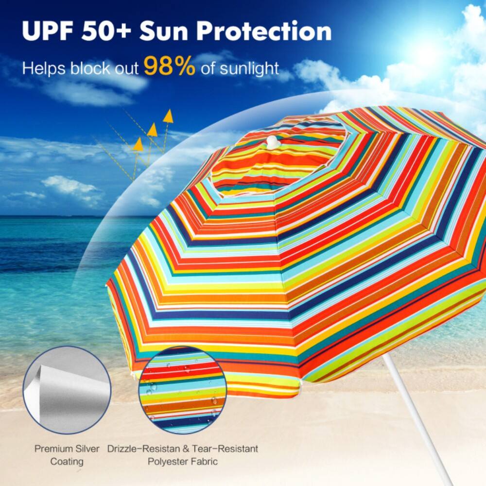 UPF 50+ Sun Protection  
Helps block out 98% of sunlight  

Premium Silver Coating  
Drizzle-Resistant & Tear-Resistant Polyester Fabric