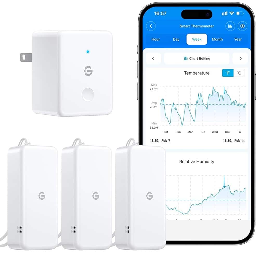 RTMB - Two-year free data storage export, three-pack 2.0 WiFi hygrometer thermometer - color: white Style: 3 Sensor