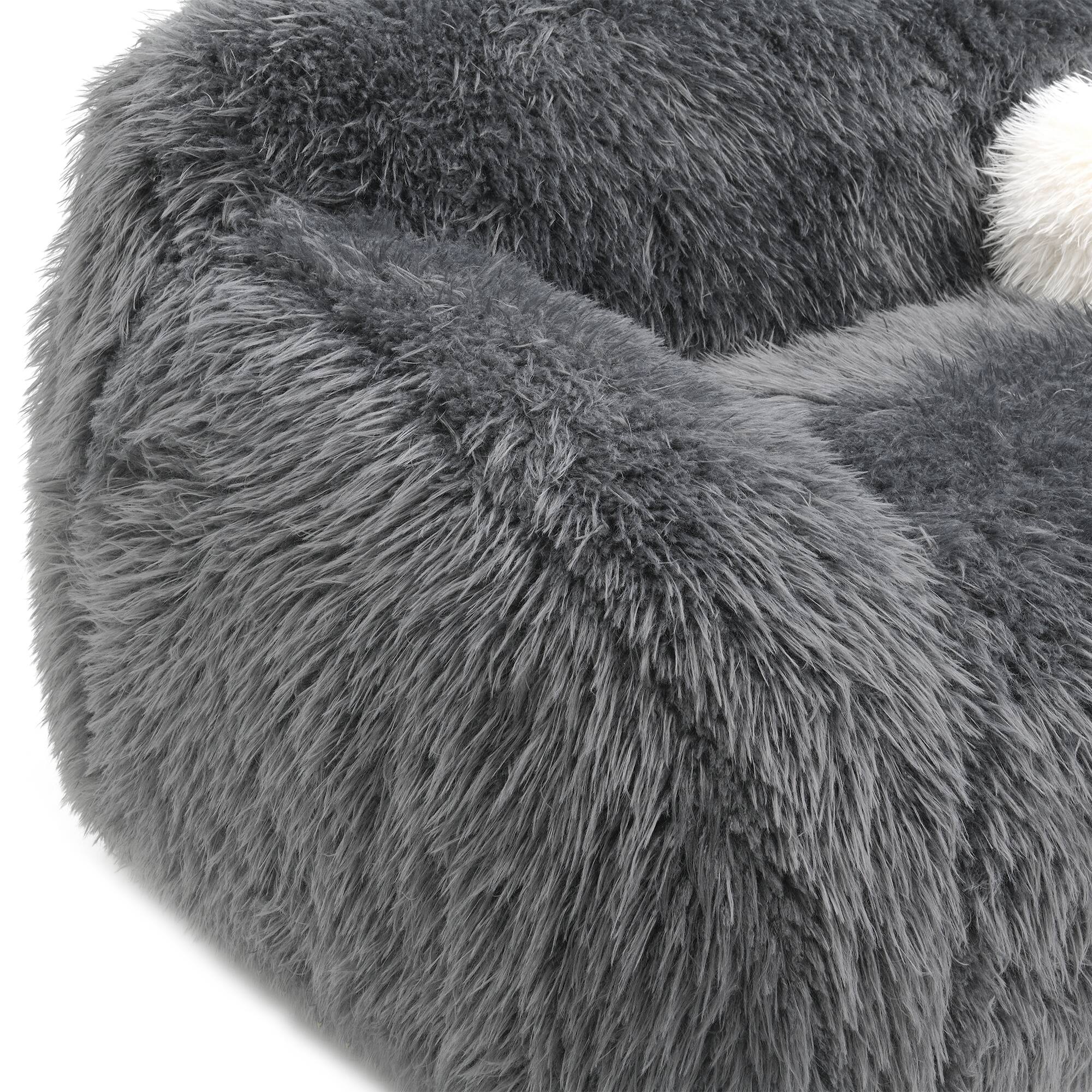 Alt View 6. Vaczon - Faux Fur Loveseat Sofa Cozy Shaggy Plush Chair for Home Apartment or Lounge Area with Accent Pillows - Dark Gray.