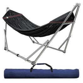 Tranquillo - Universal 106" Double Hammock with Adjustable Stand and Bag - Black