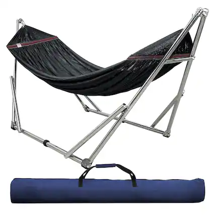Front. Tranquillo - Tranquillo Universal 106" Double Hammock with Adjustable Stand and Bag, Black - Black.