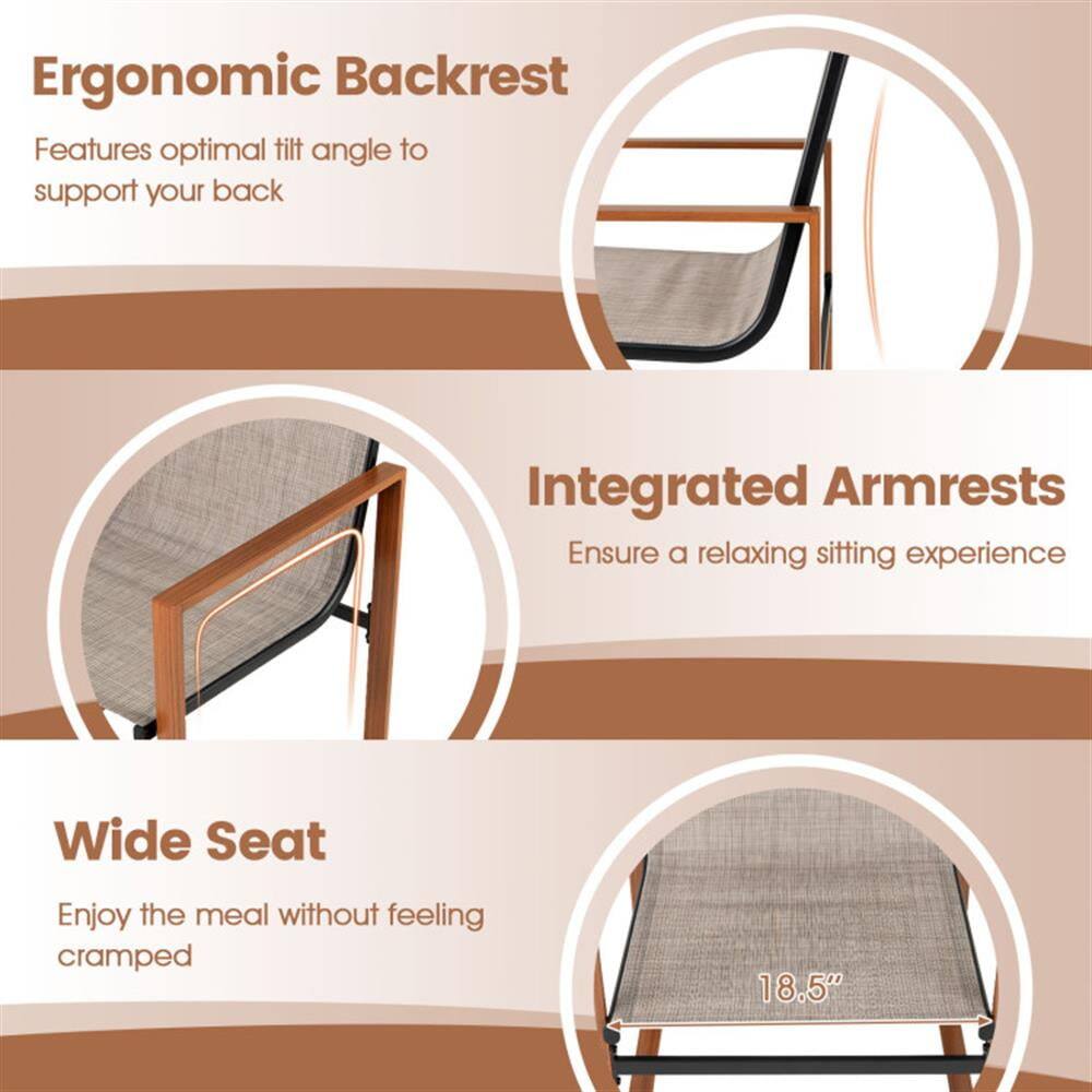 Ergonomic Backrest  
Features optimal tilt angle to support your back  

Integrated Armrests  
Ensure a relaxing sitting experience  

Wide Seat  
Enjoy the meal without feeling cramped  

18.5"