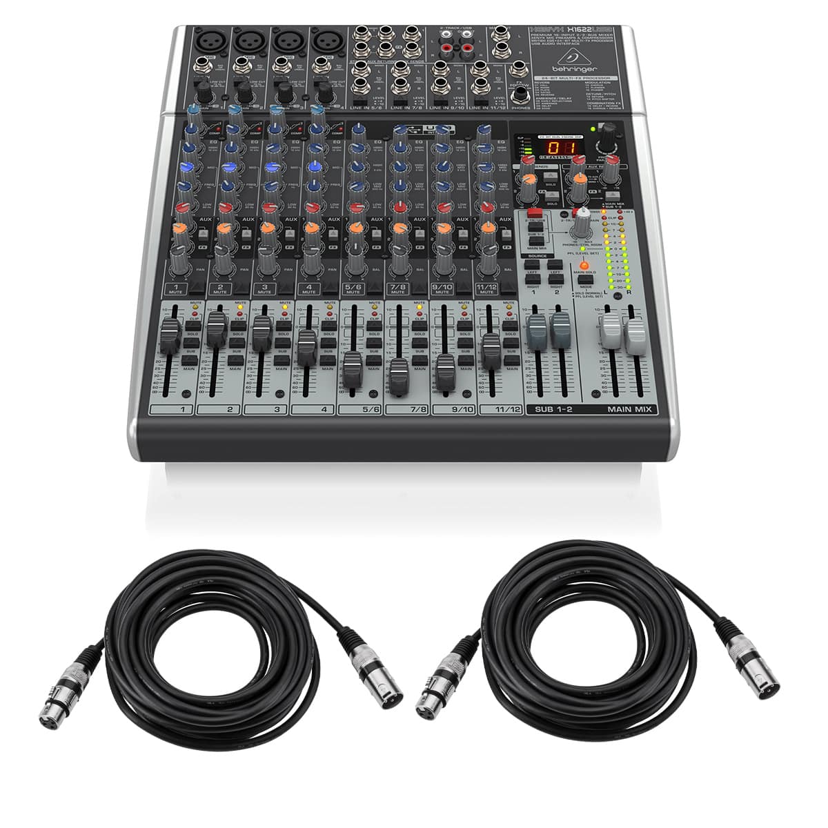 Behringer XENYX X1622USB Prem 16 Input 2/2 Bus Mixer W/2x 15' 8mm