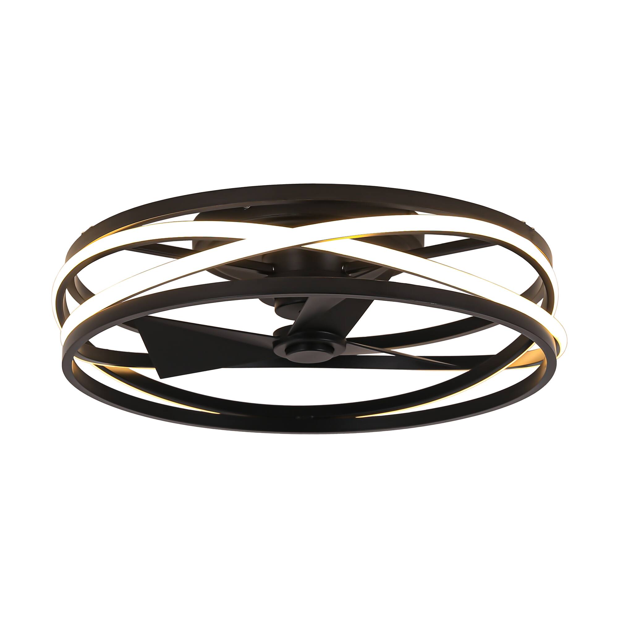 Alt View 4. Parrot Uncle - 20-inch Matte Black Flush Mount Low Profile Ceiling Fan with Remote and Light Kits - Black.