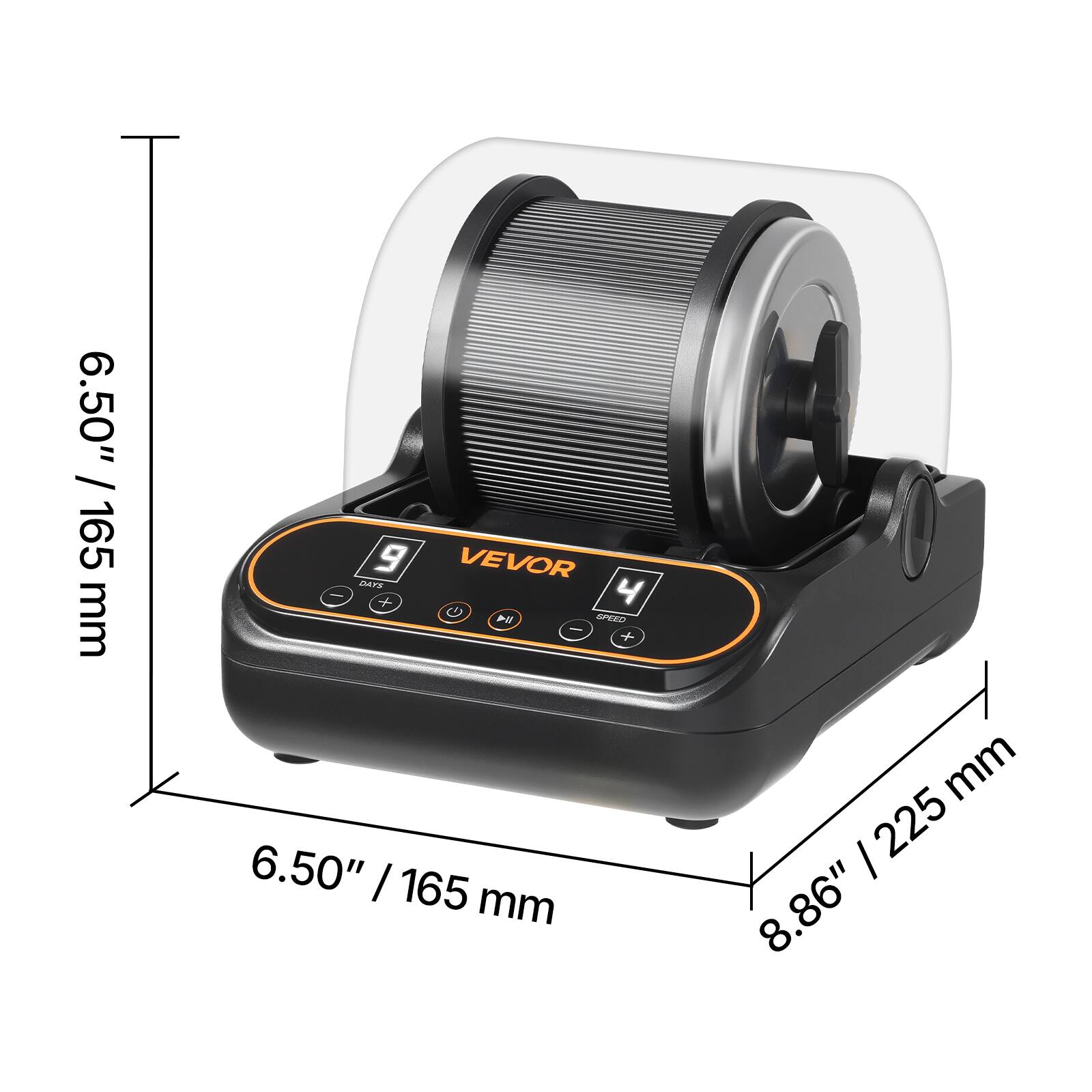 6.50" / 165 mm  
VEVOR 4  
6.50" / 165 mm  
8.86" / 225 mm