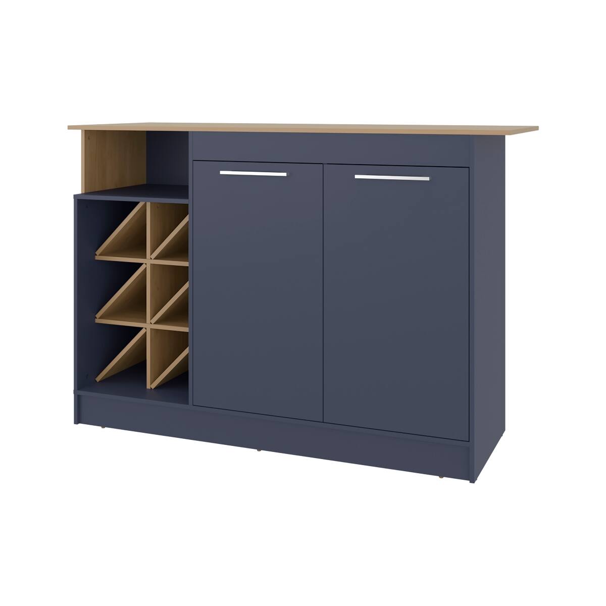Alt View 2. Loheer - Loheer Kitchen Cabinet with Island Kronos Azul and Natural Oak - Multi.