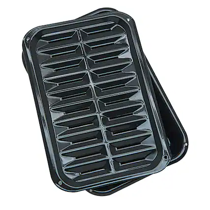Front. Range Kleen - Range Kleen BP106X 2 Piece 12.75 x 8.5 Inch Air Fry, Bake and Broiler Pan Junior - Black.