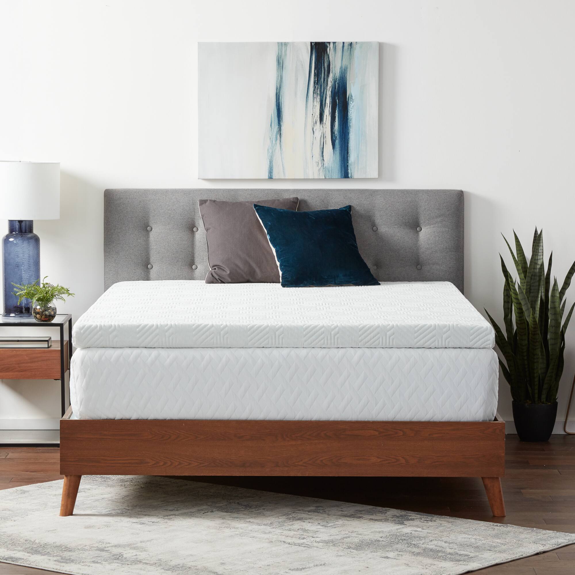 Alt View 11. Lucid Comfort Collection - 4" Twin XL Gel Memory Foam Topper with Cover - White.