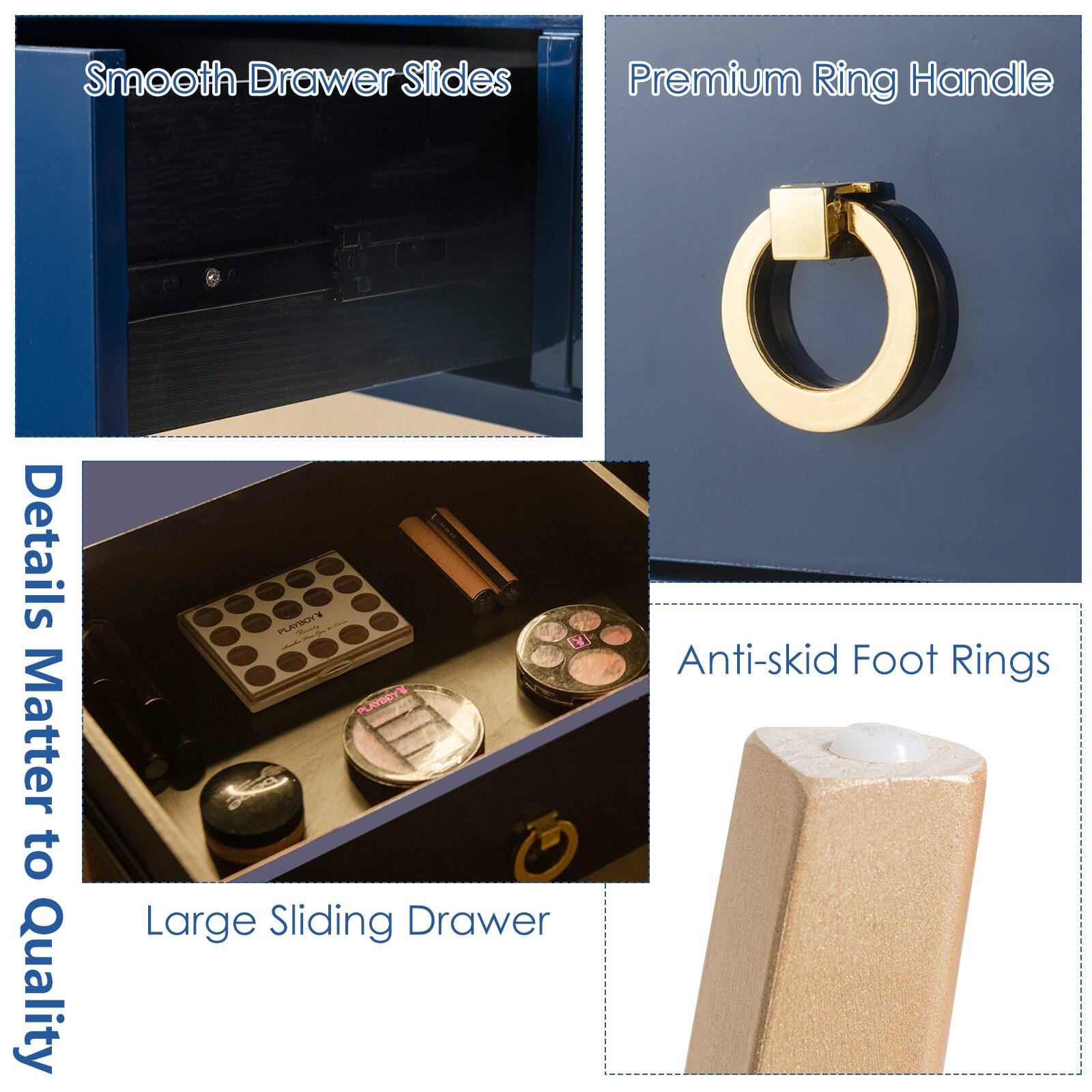 Smooth Drawer Slides, Premium Ring Handle, Large Sliding Drawer, Anti-skid Foot Rings, Details Matter to Quality