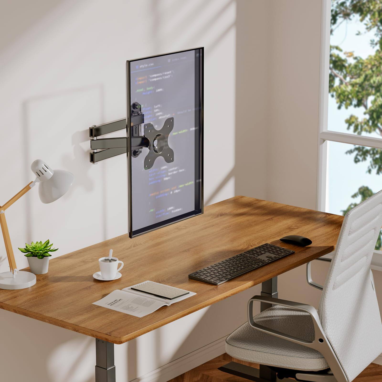 Alt View 1. Comfort Essence - Wall Mount Full Motion Extension Arm Tilt Swivel For 13 To 32 Led Flat Panel Screen With Mounting Holes Up - Black Fixed 43-120 Inch.