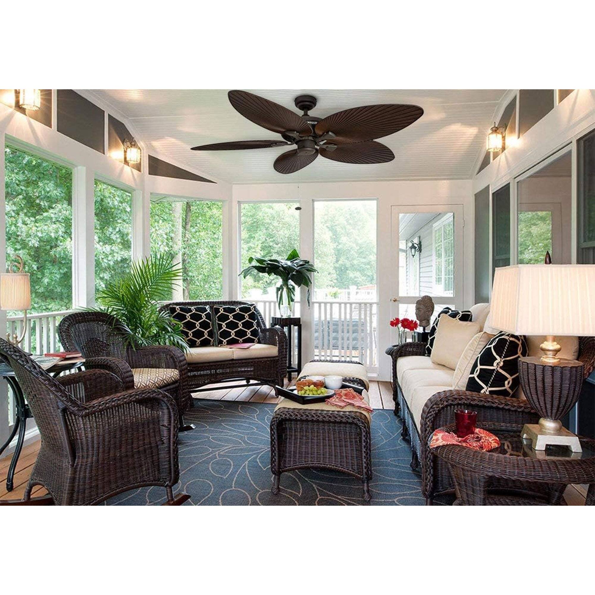 Alt View 4. Honeywell - Honeywell Palm Island 52 Inch Tropical Ceiling Fan, No Light, Oil Rubbed Bronze - Bronze (No Light).
