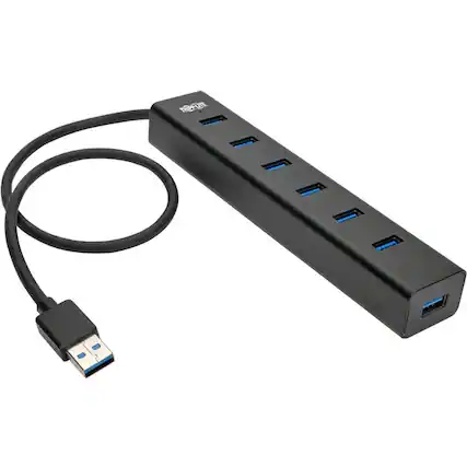 Front. Tripp Lite - Eaton Tripp Lite Series 7-Port Portable USB 3.x (5Gbps) Mini Hub, Aluminum - USB 3.0 - External - 7 USB Port(s) - 7 USB.