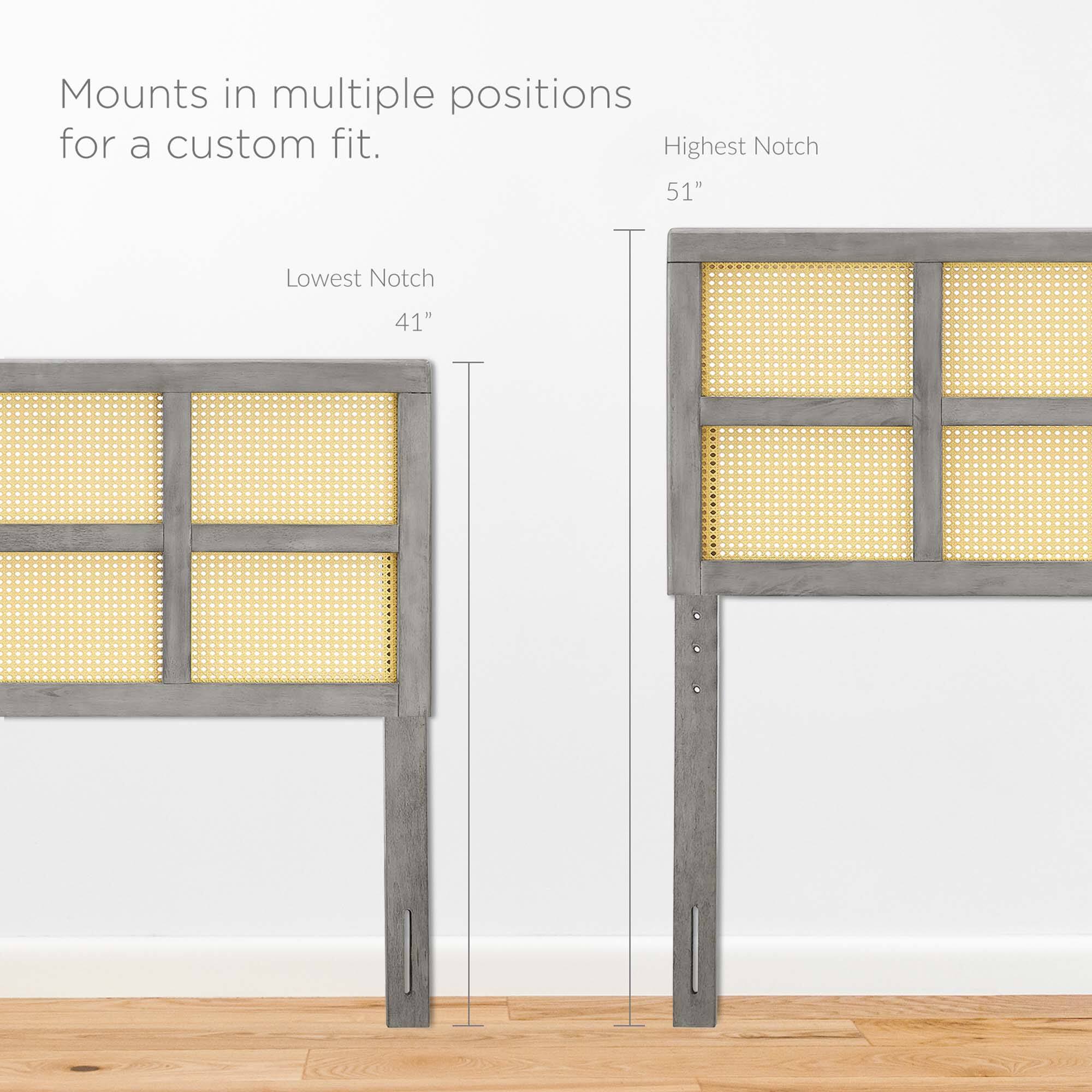 Mounts in multiple positions for a custom fit.

Highest Notch: 51"
Lowest Notch: 41"