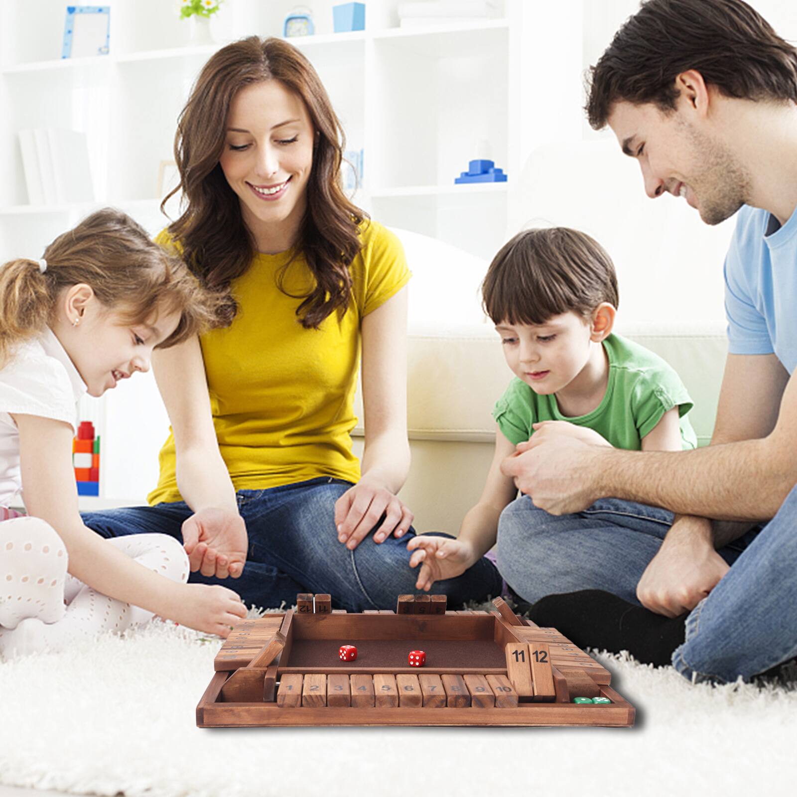 Alt View 2. GSE Games & Sports Expert - 4-Player 12 Numbers Wooden Shut The Box Dice Board Game with 8 Dice. 4-Way Shut The Box Set.