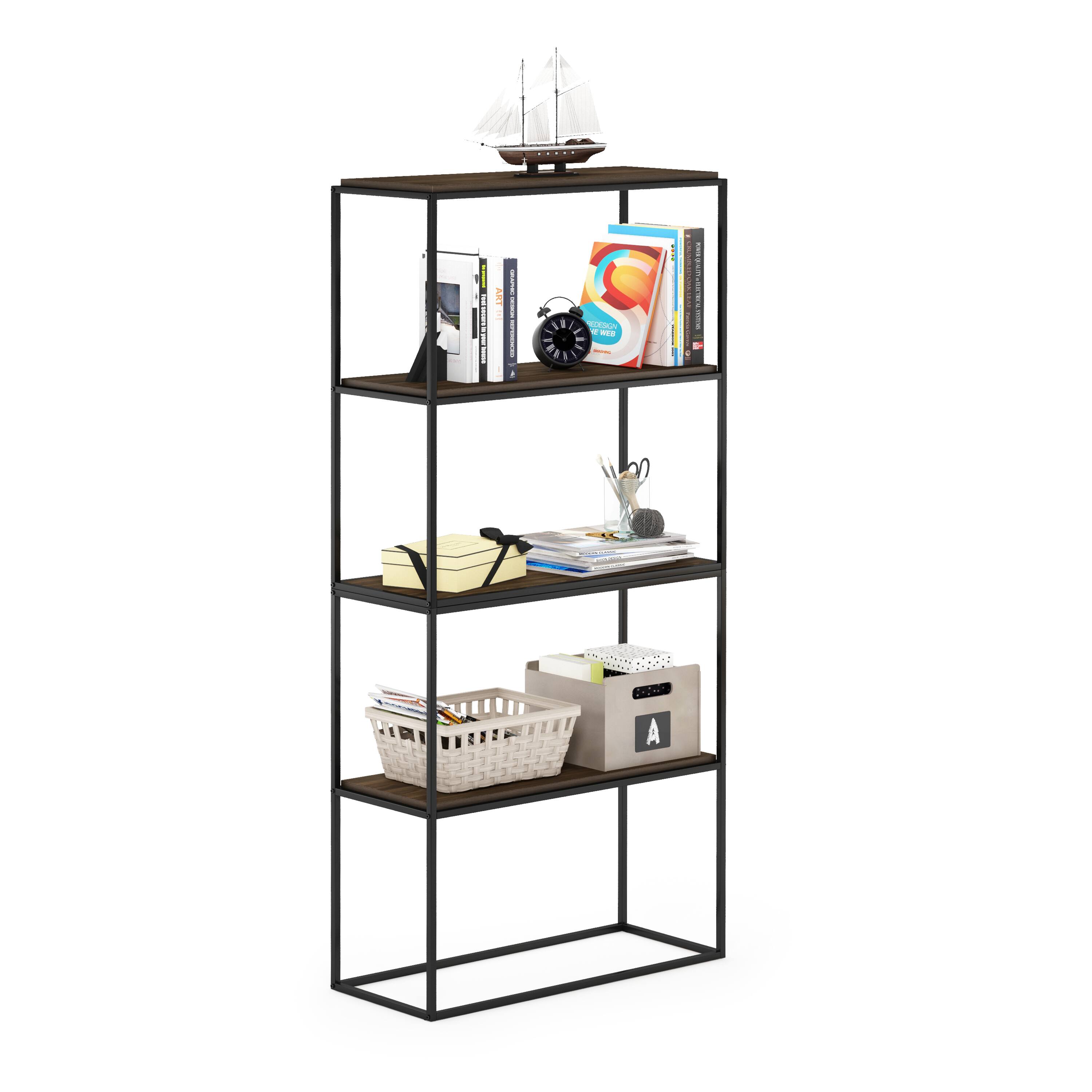 Alt View 4. Furinno - Moretti Modern Lifestyle Wide Stackable Shelf, 2-Tier - Columbia Walnut.