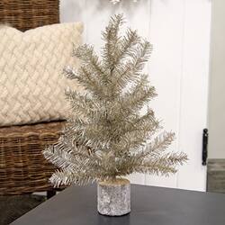 Angle. BreeBe - Glistening Platinum Pine Tree - 19" - Silver.
