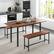 Angle. Costway - 3 Piece Dining Table Set for 4-6 63"Kitchen Table with 2 Benches Metal Frame Walnut - Walnut.