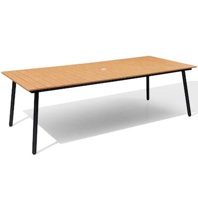 Alt View 6. Crestlive Products - Crestlive Products 95in Plastic Wood Top Aluminum Frame Rectangle Outdoor Dining Table with Umbrella Hole - Brown.