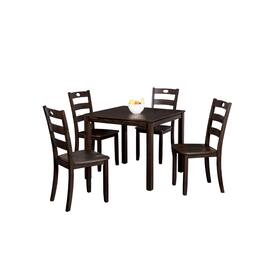 Manhattan Lane - Lasie 5pc Dining Table Set, Square, Veneer, 4 Chairs - Espresso Brown