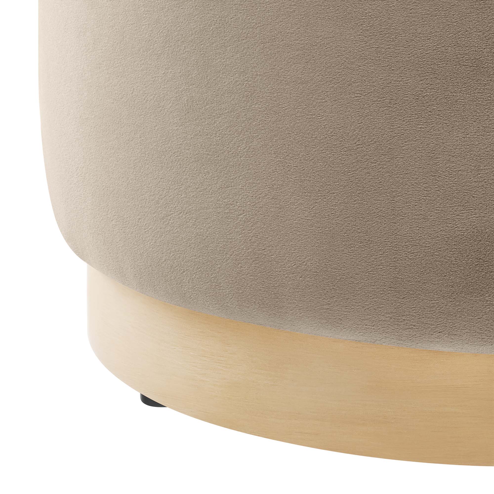 Alt View 4. Modway - Tilden 16" Round Performance Velvet Upholstered Ottoman by Modway - Taupe Natural.