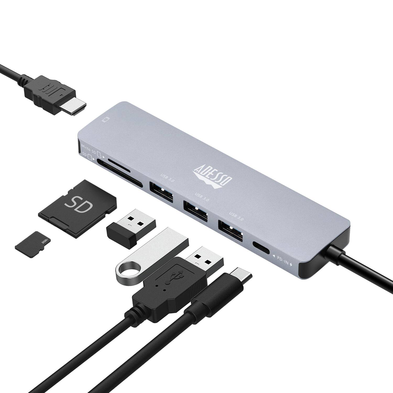 Sure, here is the corrected and grouped text from the image:

- ADESS
- Micro SD
- SD
- USB 3.0
- USB 3.0
- PD-IN