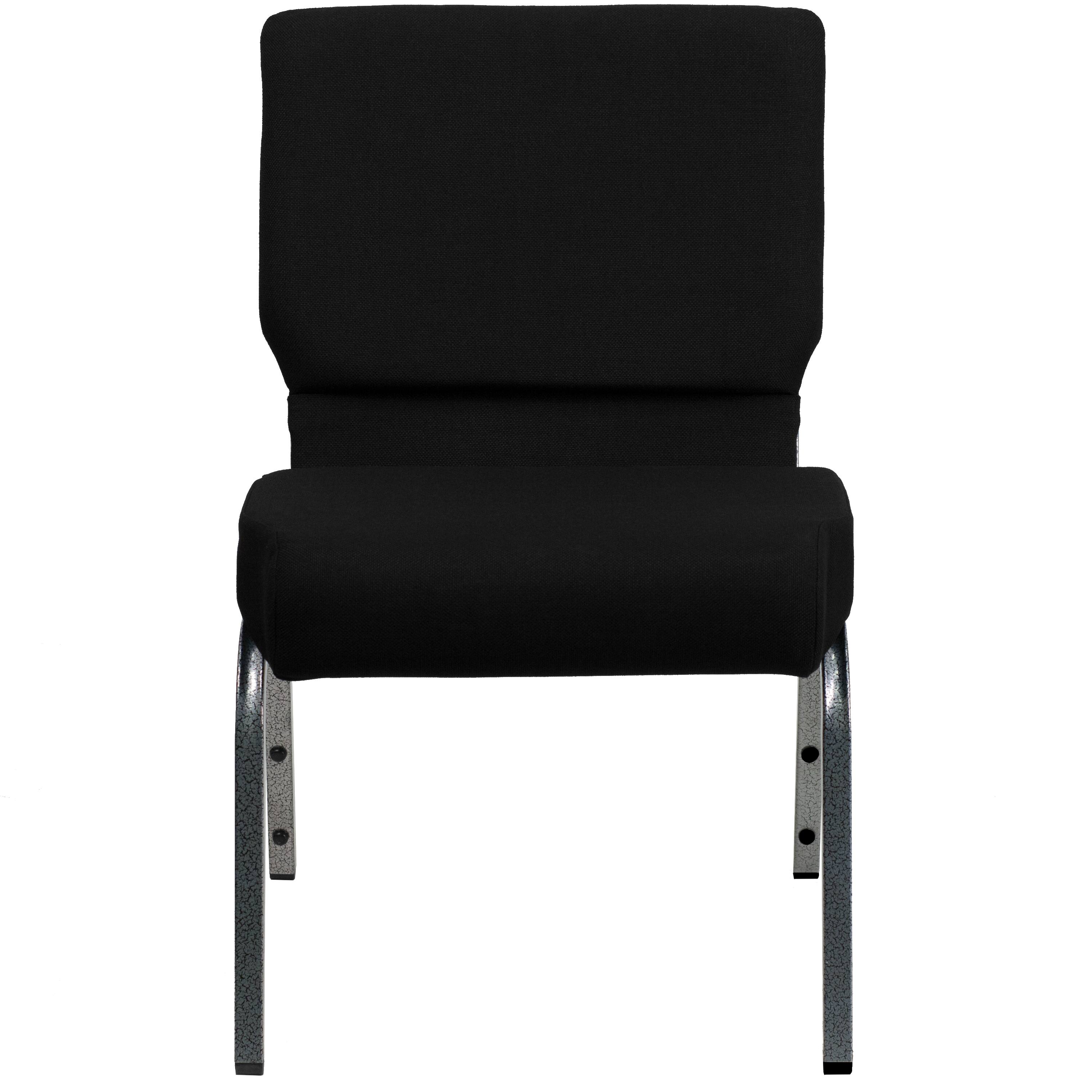 Alt View 7. Emma + Oliver - Stacking Auditorium Chair with 21" Seat - Black Fabric/Silver Vein Frame.