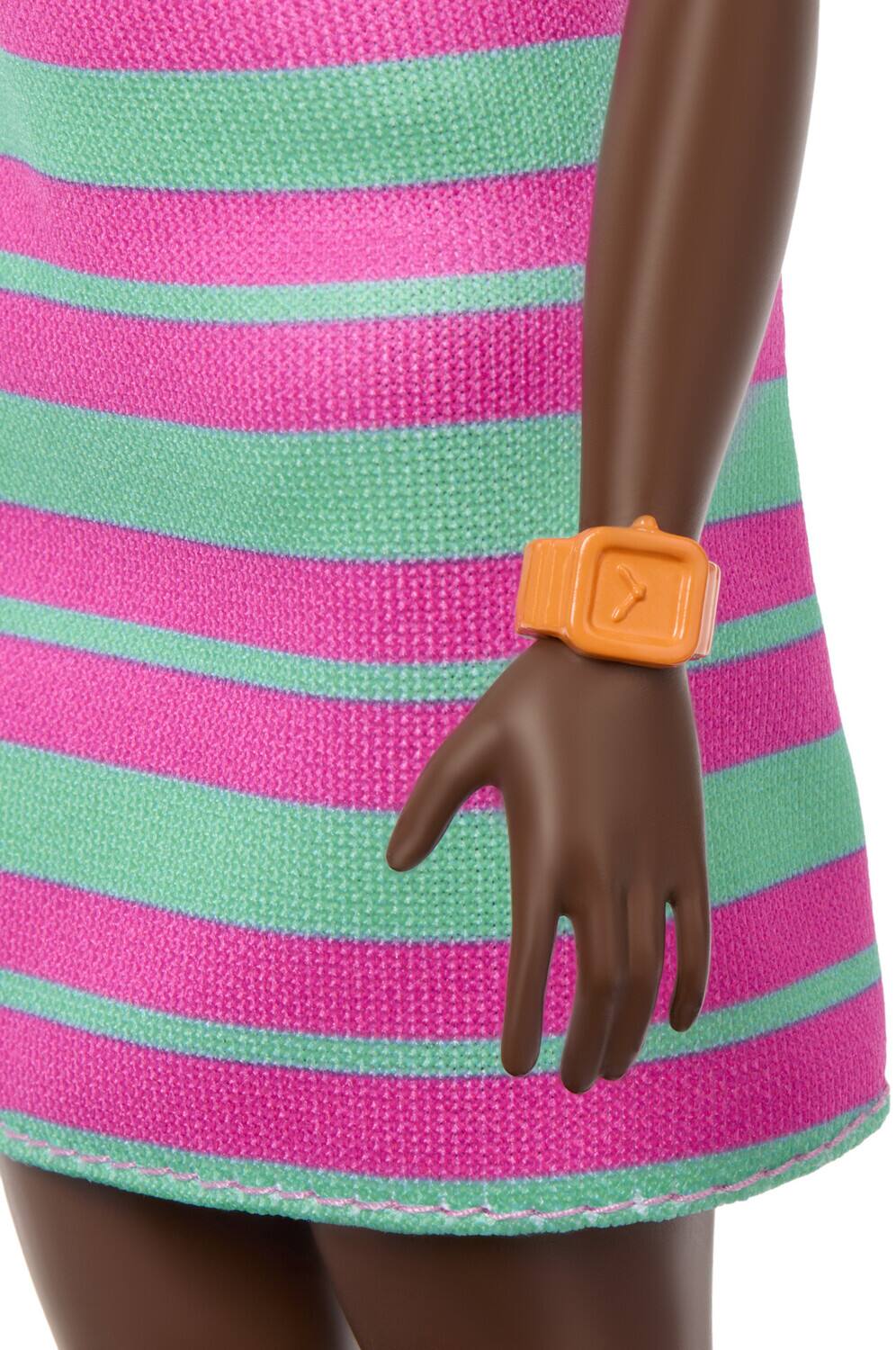 Alt View 3. Mattel - Mattel - Barbie Fashionistas Doll #247 With Pink And Green Striped Dress, Curly Black Hair   - COLLECTIBLES - Multicolor.