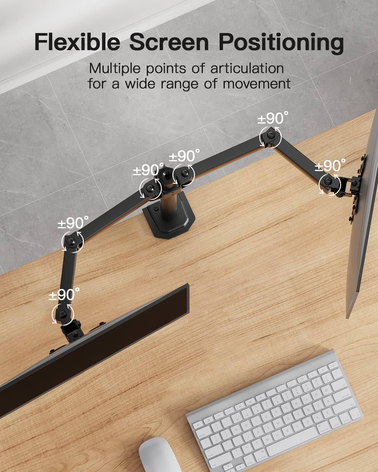 Flexible Screen Positioning

Multiple points of articulation for a wide range of movement

±90°