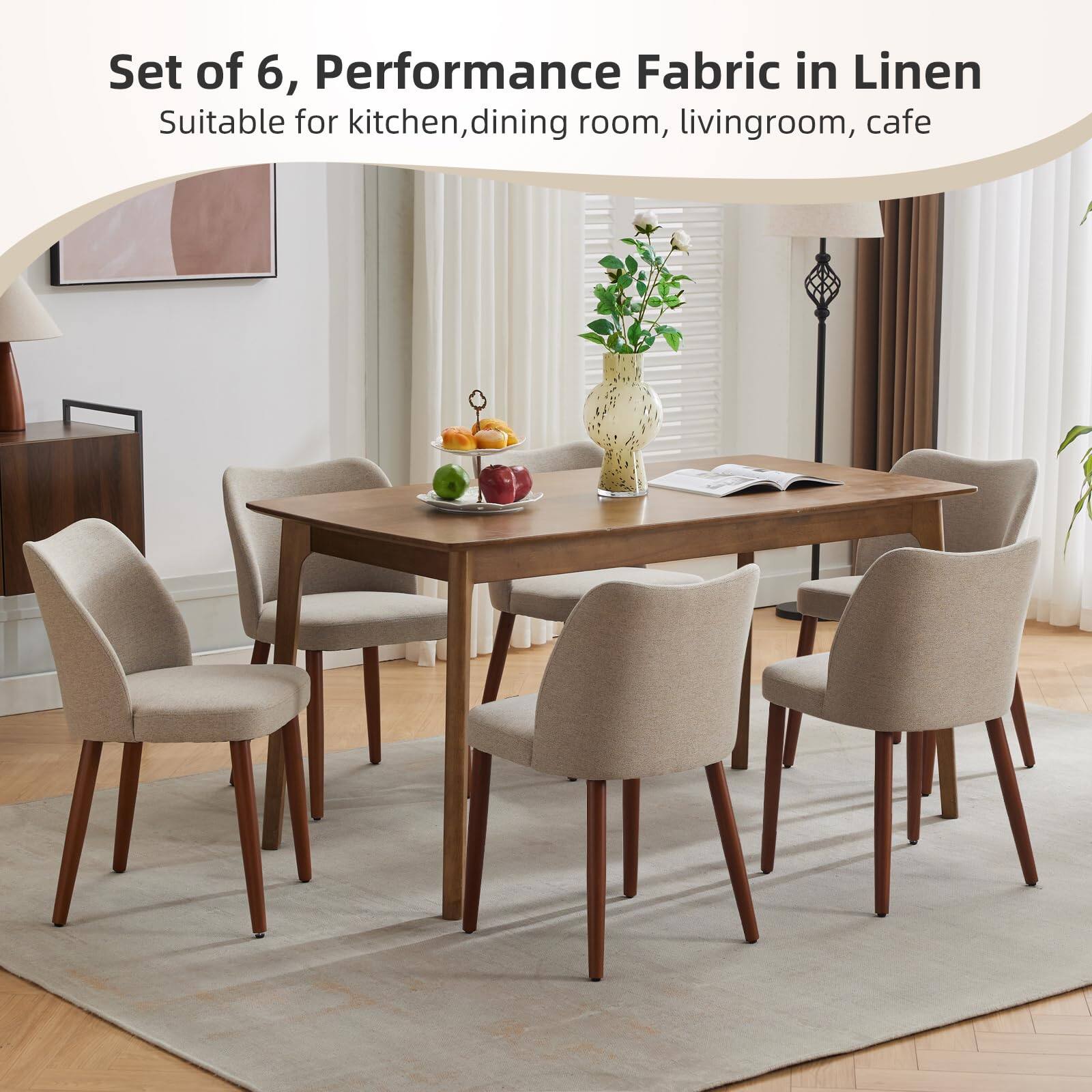 Set of 6, Performance Fabric in Linen  
Suitable for kitchen, dining room, living room, cafe