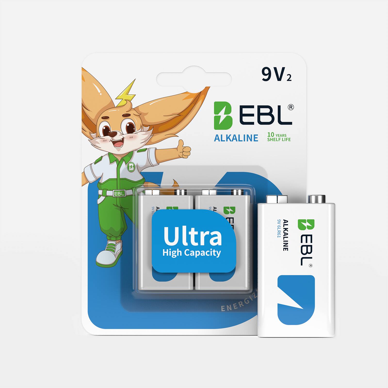 EBL - Ultra High Capacity Energy 9V Batteries Alkaline 9 Volt Battery.