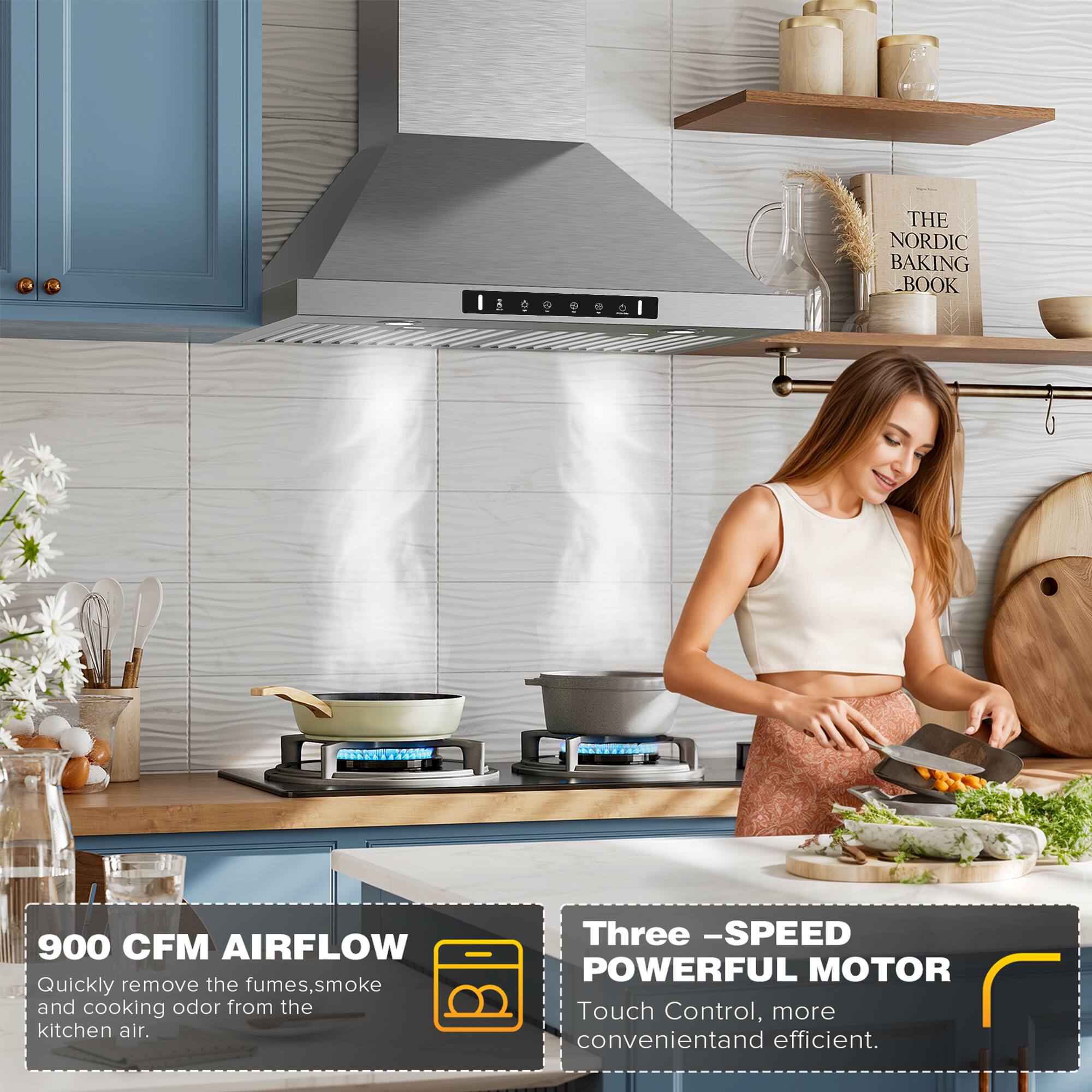 THE NORDIC BAKING BOOK, 900 CFM AIRFLOW, Three -SPEED POWERFUL MOTOR