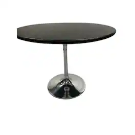 Carolina Chair & Table - Alden Wood Top 36" Round Dining Table - Warm Top - Chrome Base - Black
