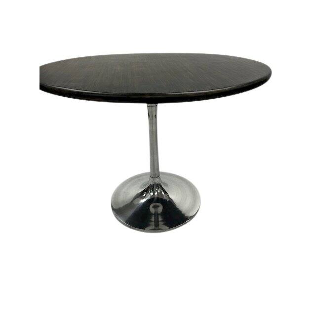 Front. Carolina Chair & Table - Alden Wood Top 36" Round Dining Table - Warm Black Top - Chrome Base - Black.