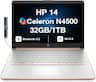 HP - Upgraded - 14 Laptop 14.0 HD (Intel Celeron N4500, 32GB DDR4, 1TB PCIe SSD, Intel UHD, Win 11 Pro) w/USB Hub - Pale Rose Gold Natural Silver