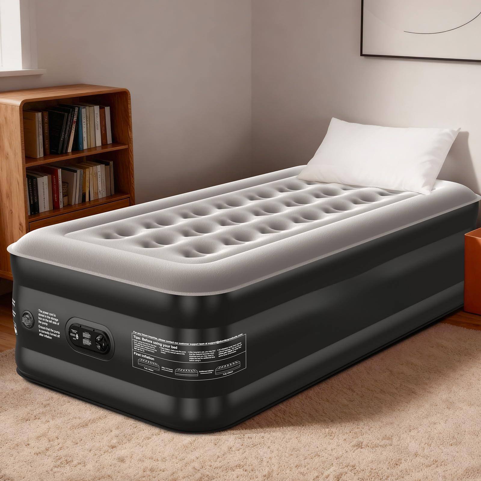 Jadie Link - Air Mattress With Built In Pump Inflatable Blow Up Bed 18 Raised Comfort Upgraded Surface Portable For Camping Home And - Twin