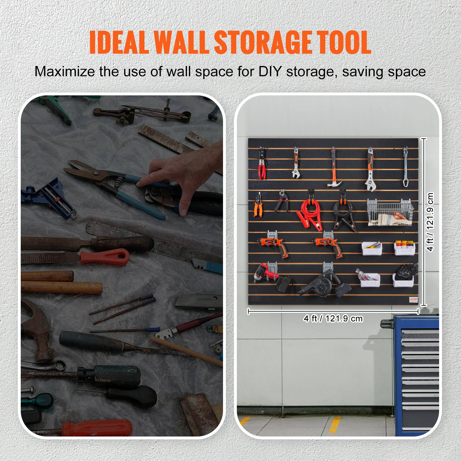 IDEAL WALL STORAGE TOOL

Maximize the use of wall space for DIY storage, saving space

4 ft / 121.9 cm