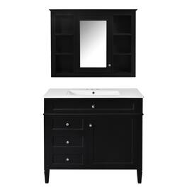 Boyel Living - 36 Inch Modern Bathroom Vanity Set with Medicine Cabinet Ceramic Sink - Black