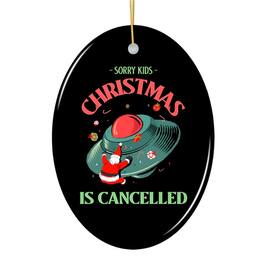 OrnamentallyYou - Sorry Kids Christmas is Cancelled Crashing Alien UFO Ornament - Multi-colored