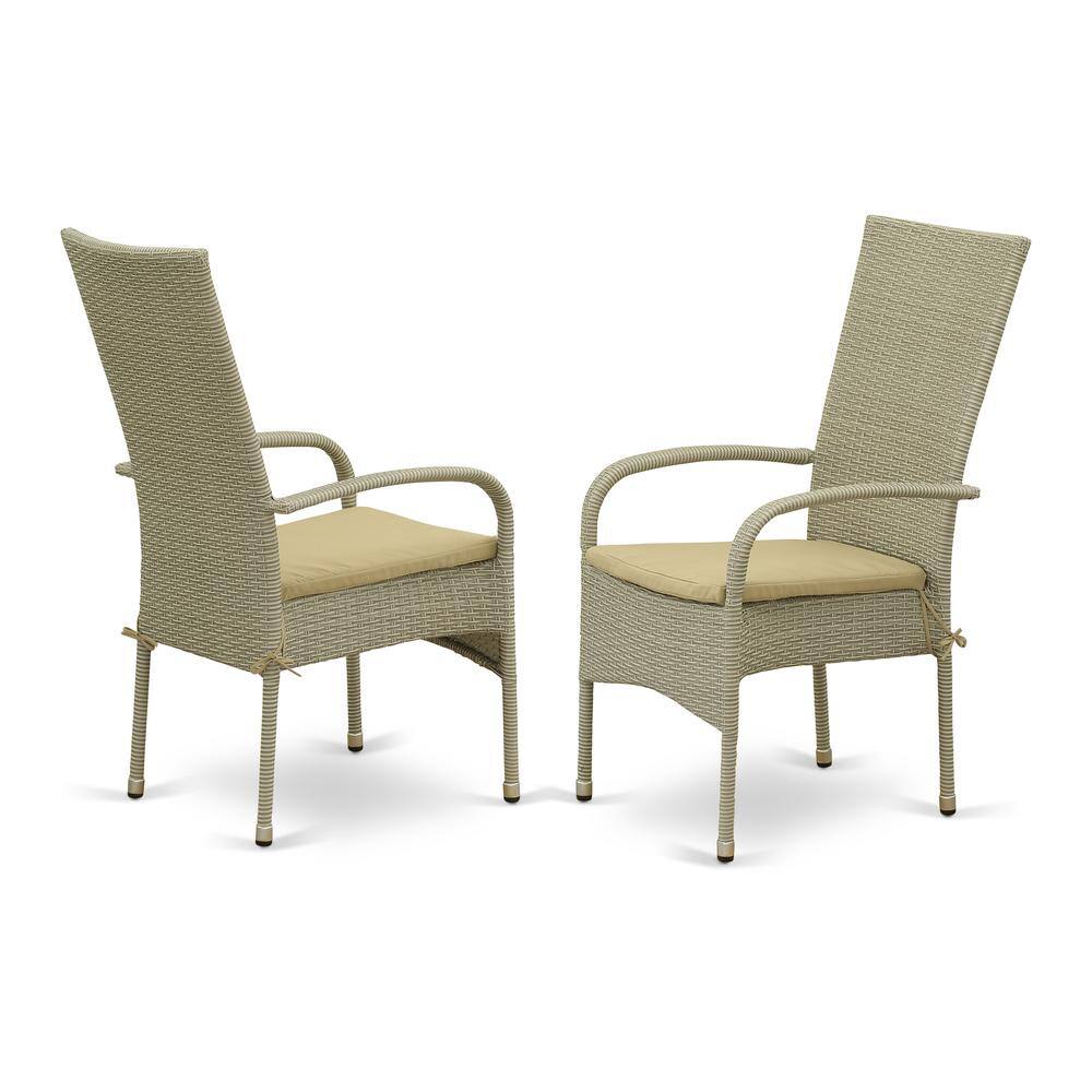 Angle. East West Furniture - Wicker Patio Set Natural Linen - Brown.